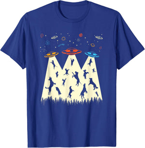 UFO Abduction Shirt Alien Dog Lover Retro Flying Saucer Women Girls Kids T-Shirt - T-Shirt | Royal