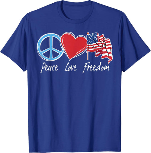 Patriotic Retro Peace Love Freedom USA Flag 4th of July