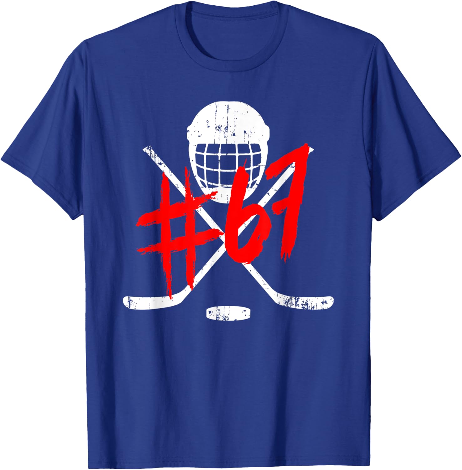 Vintage Hockey 67 Jersey Number T-Shirt - T-Shirt | Royal