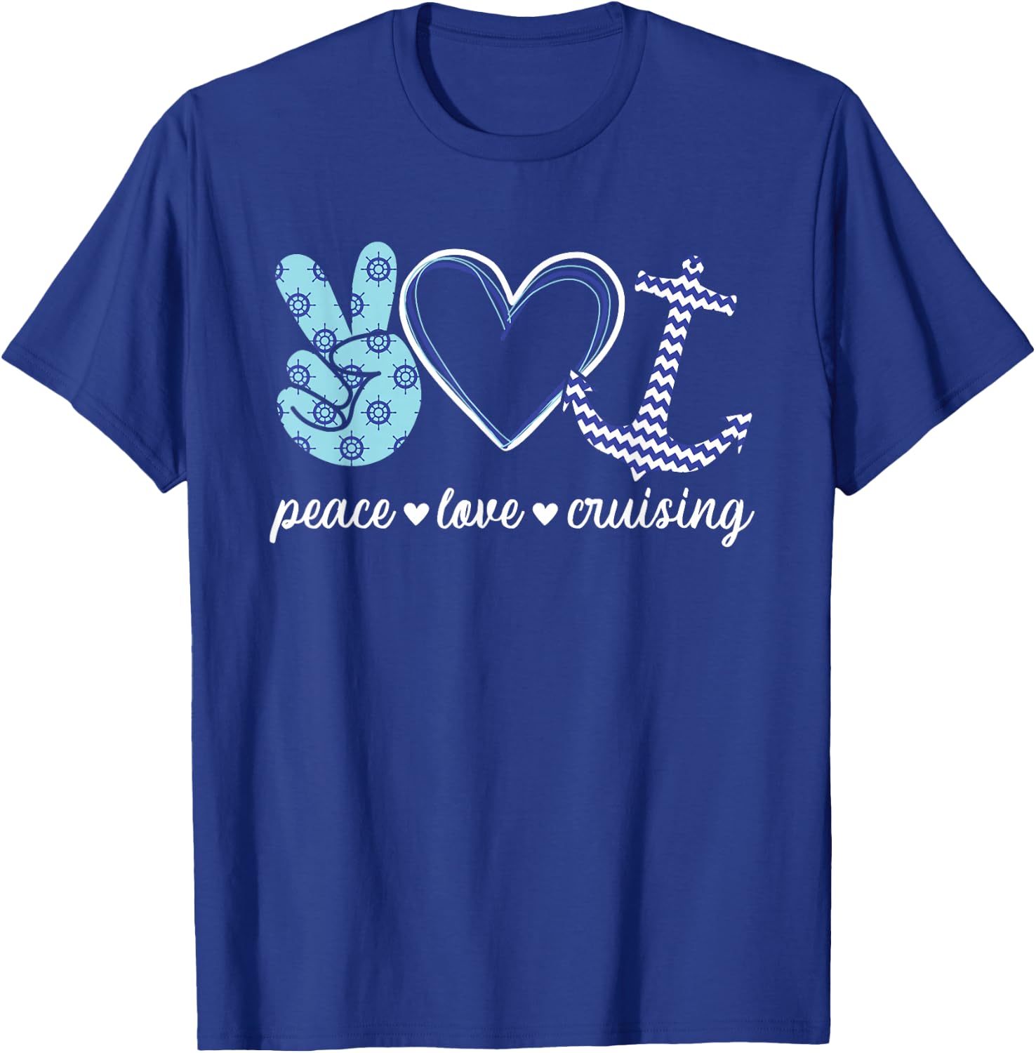 Peace Love And Cruising Ocean Vacation Cruise Ship Anchor T-Shirt - T-Shirt | Royal