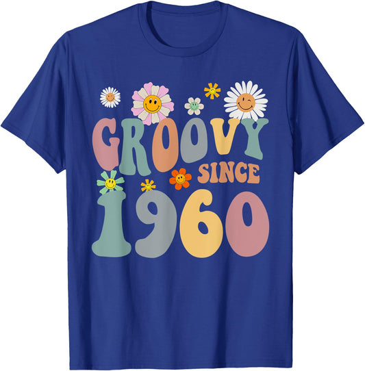mb Groovy Since 1960 Retro Hippie Flower 62nd Birthday T-Shirt - T-Shirt | Royal