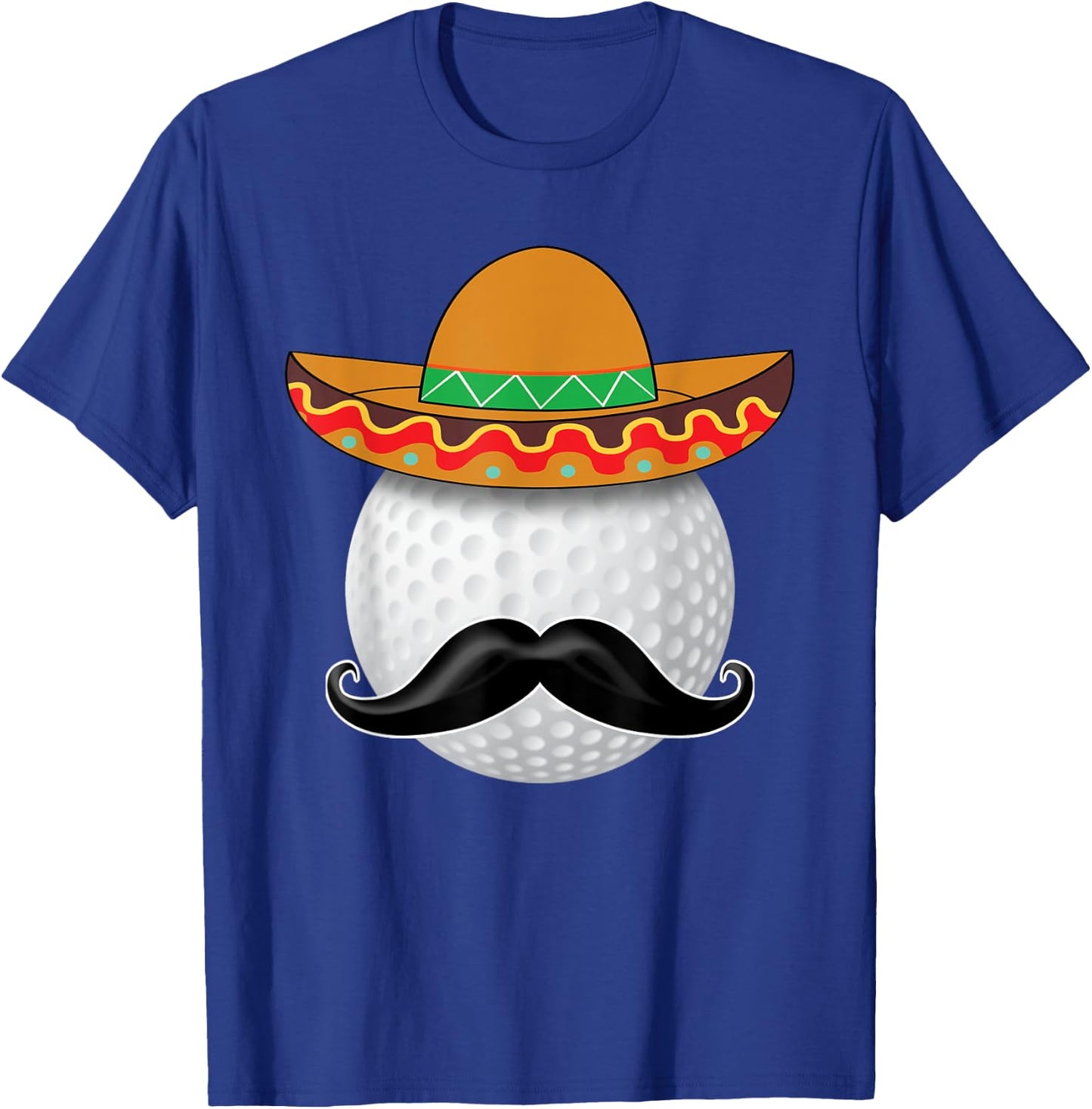 Funny Golf Ball Mustache Mexican Sports Mexico Party Shirt T-Shirt - T-Shirt | Royal