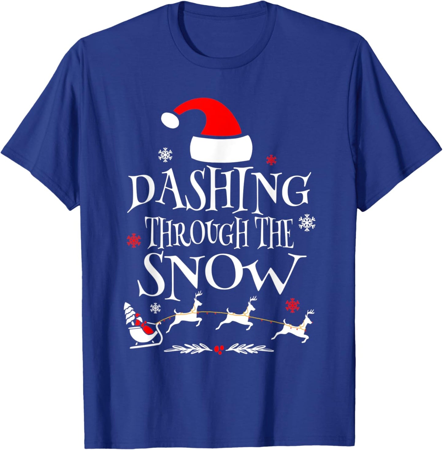 Dashing Through The Snow Merry Christmas Santa Sleigh Ride T-Shirt - T-Shirt | Royal