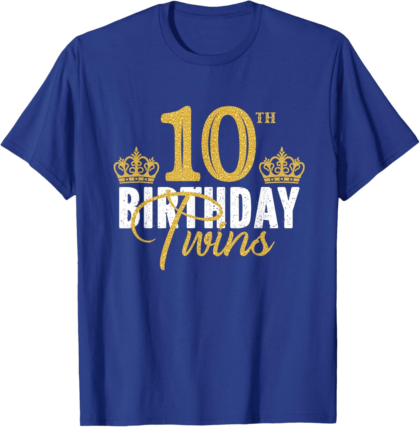 10th Birthday Twins 10 Years Old Party Idea For Boy And Girl T-Shirt - T-Shirt | Royal