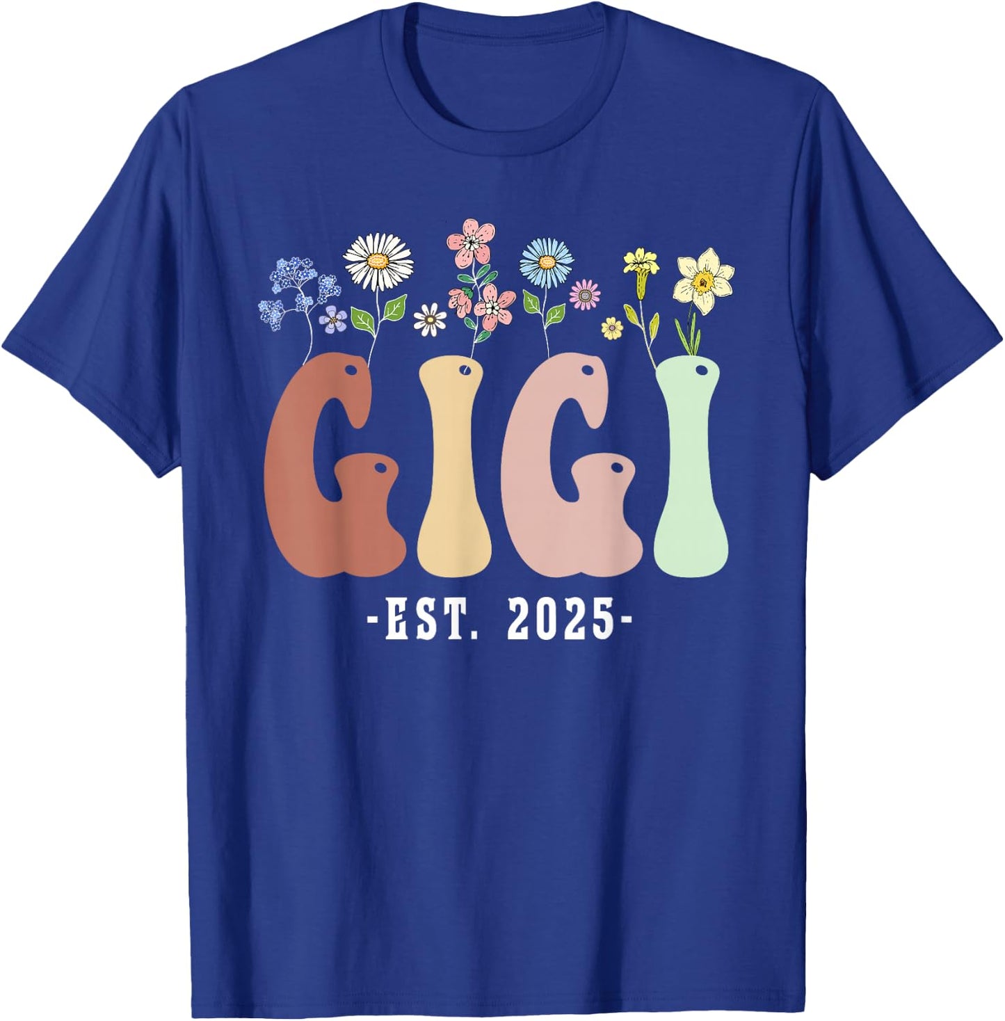 Gigi 2025 Gigi to Be New Gigi Gifts Wildflower Floral Design T-Shirt - T-Shirt | Royal