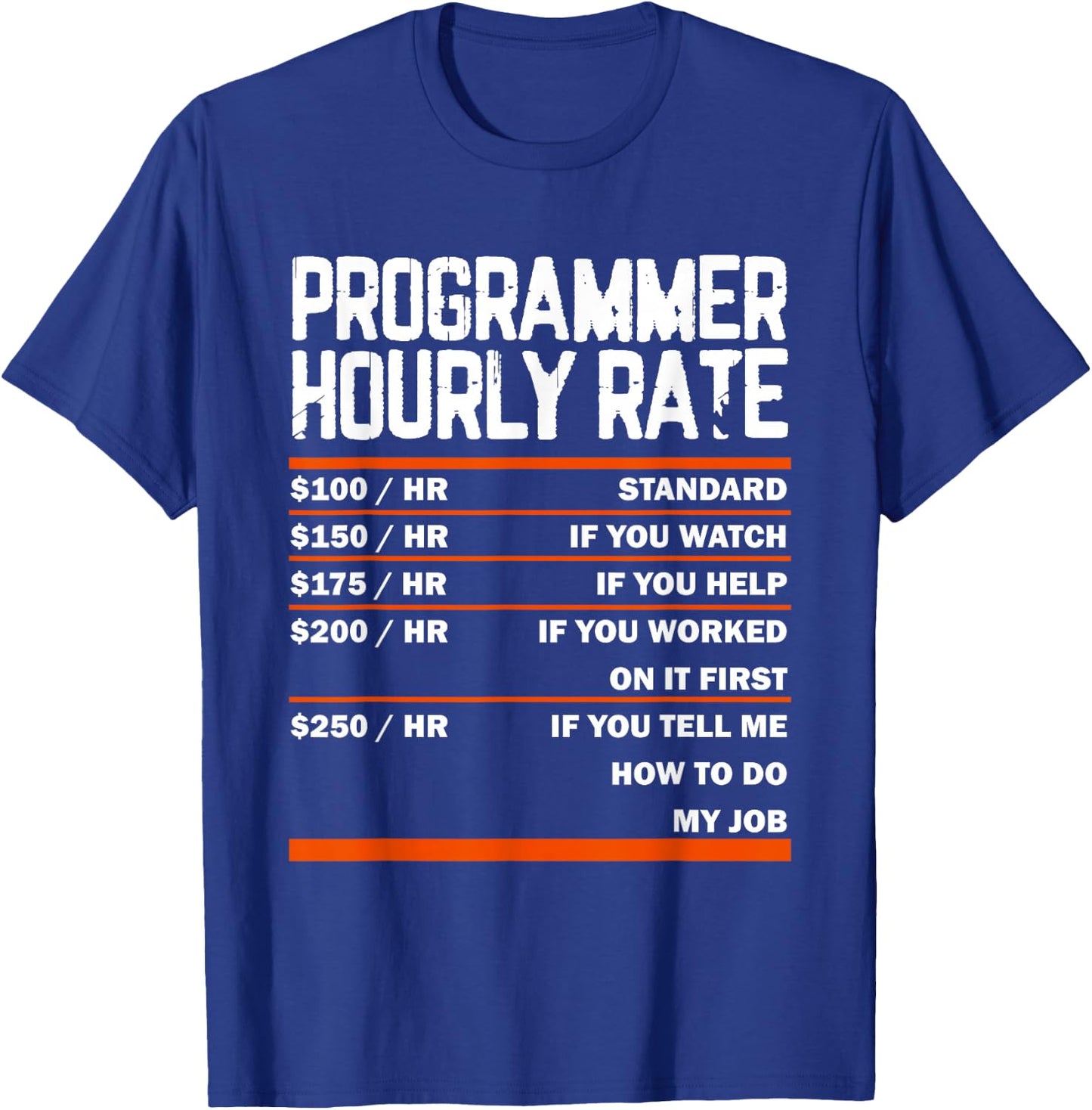 Programming Coding Programmer Hourly Rate Coder T-Shirt - T-Shirt | Royal