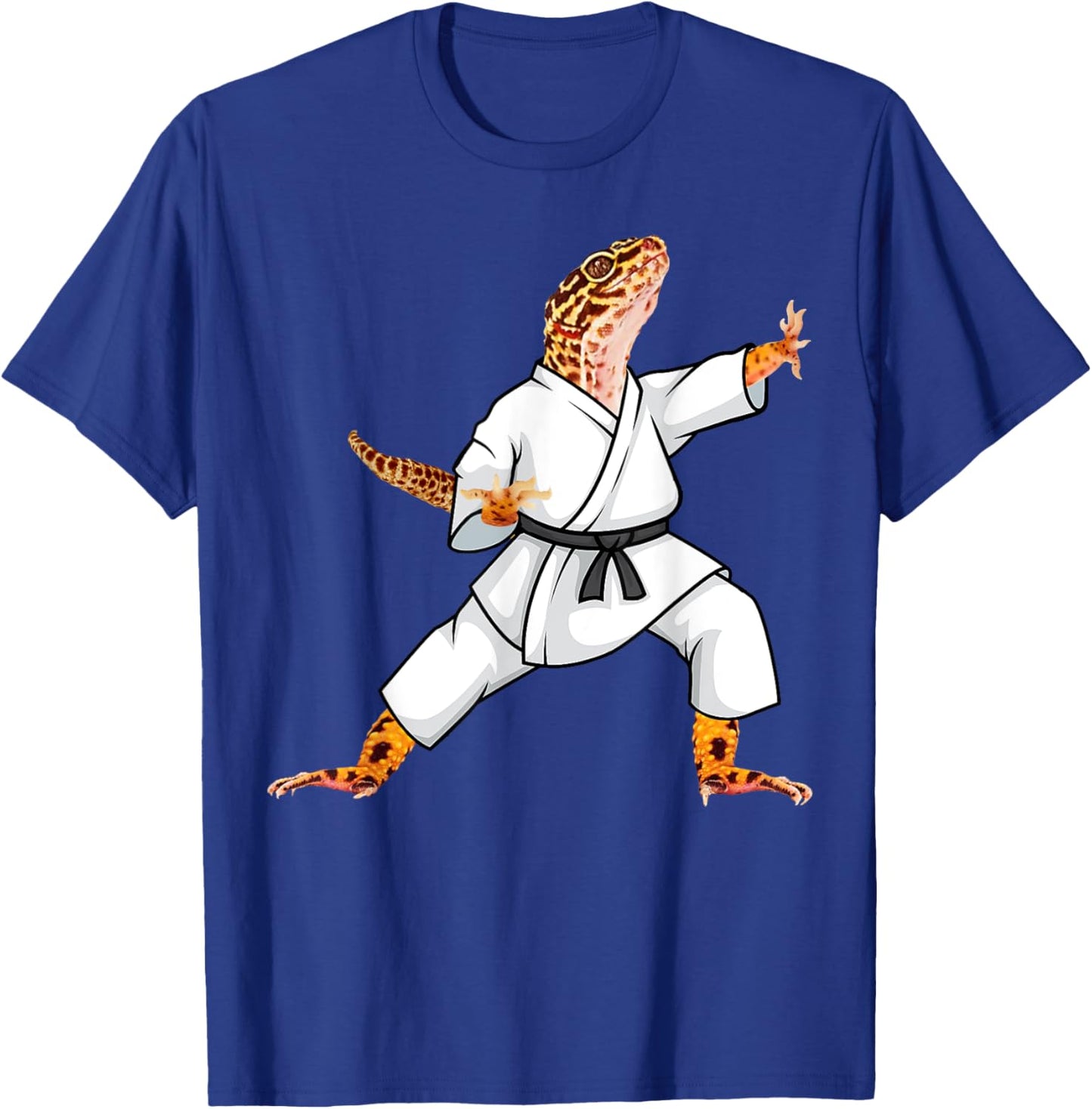 Funny Common leopard gecko doing Karate Samurai Ninja lizard T-Shirt - T-Shirt | Royal