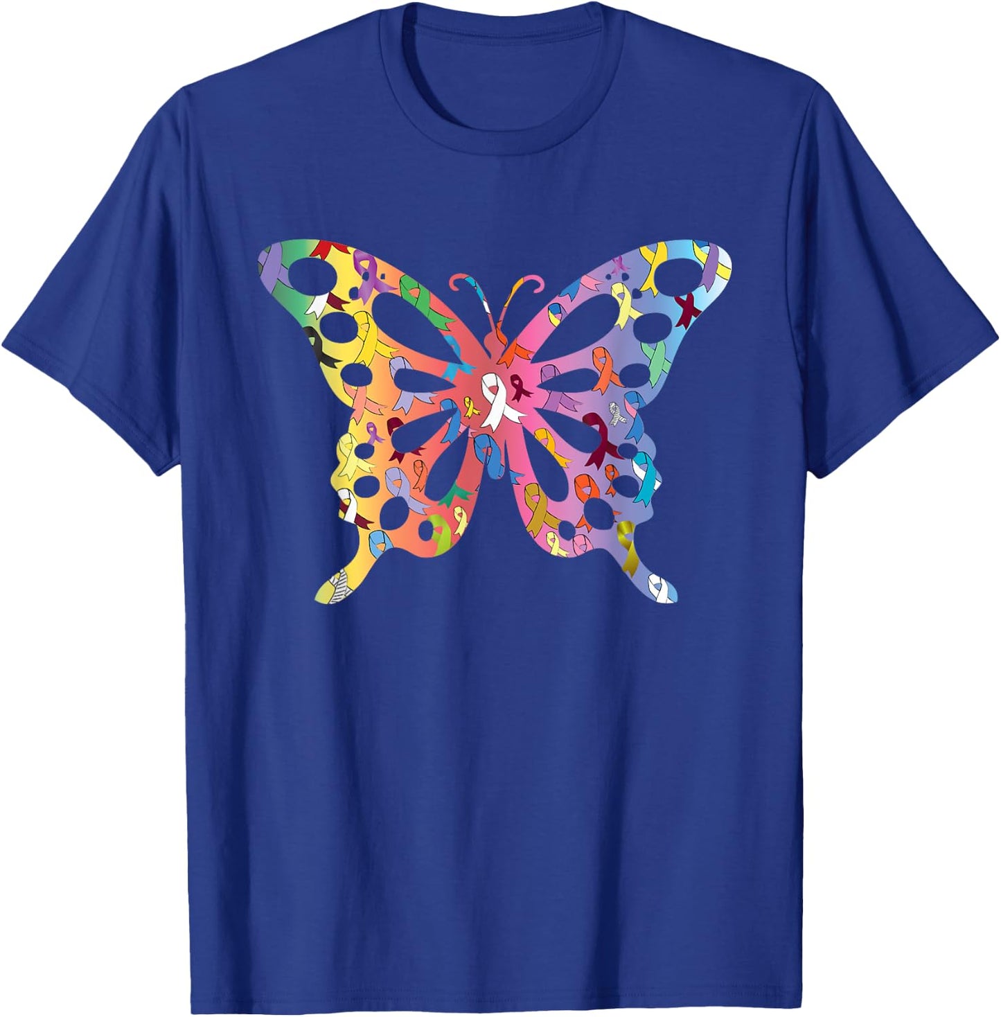 All Cancer Matters Awareness Butterfly All Ribbons T-Shirt - T-Shirt | Royal
