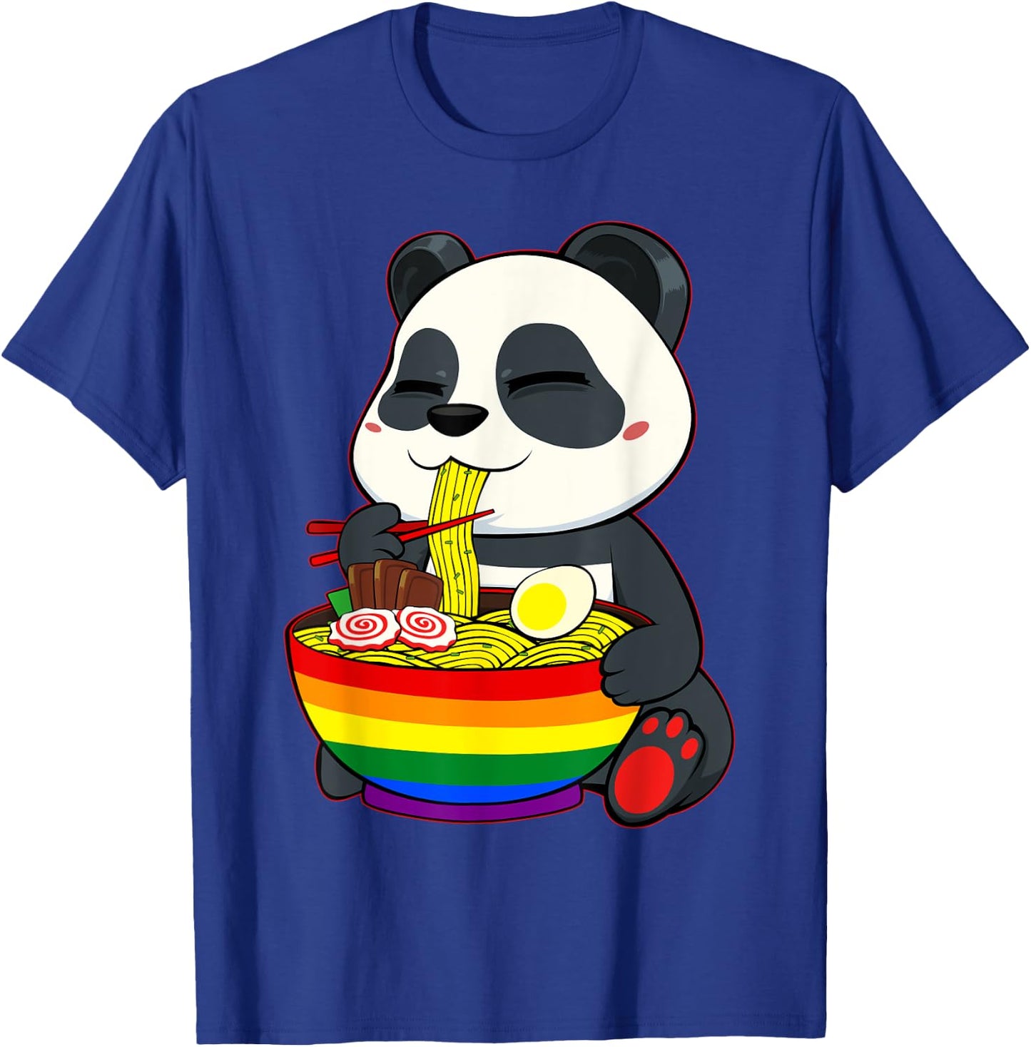 Panda Eating Ramen LGBT-Q Cute Rainbow Flag Gay Pride Ally T-Shirt - T-Shirt | Royal