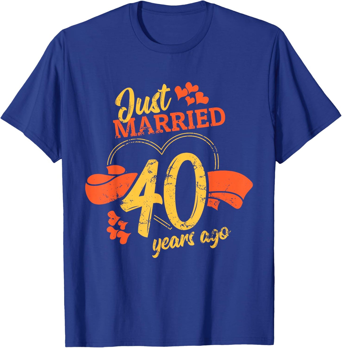Just Married 40 Years Ago Love Ring Relationship Anniversary T-Shirt - T-Shirt | Royal