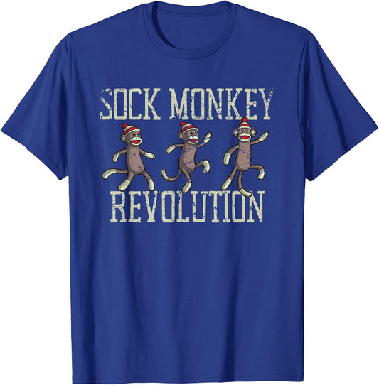 Sock Monkey Revolution Vintage Distressed T-Shirt - T-Shirt | Royal