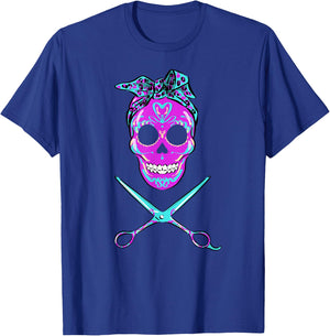 Vintage Sugar Skull Hair Stylist Funny hairstylist T-Shirt - T-Shirt | Royal