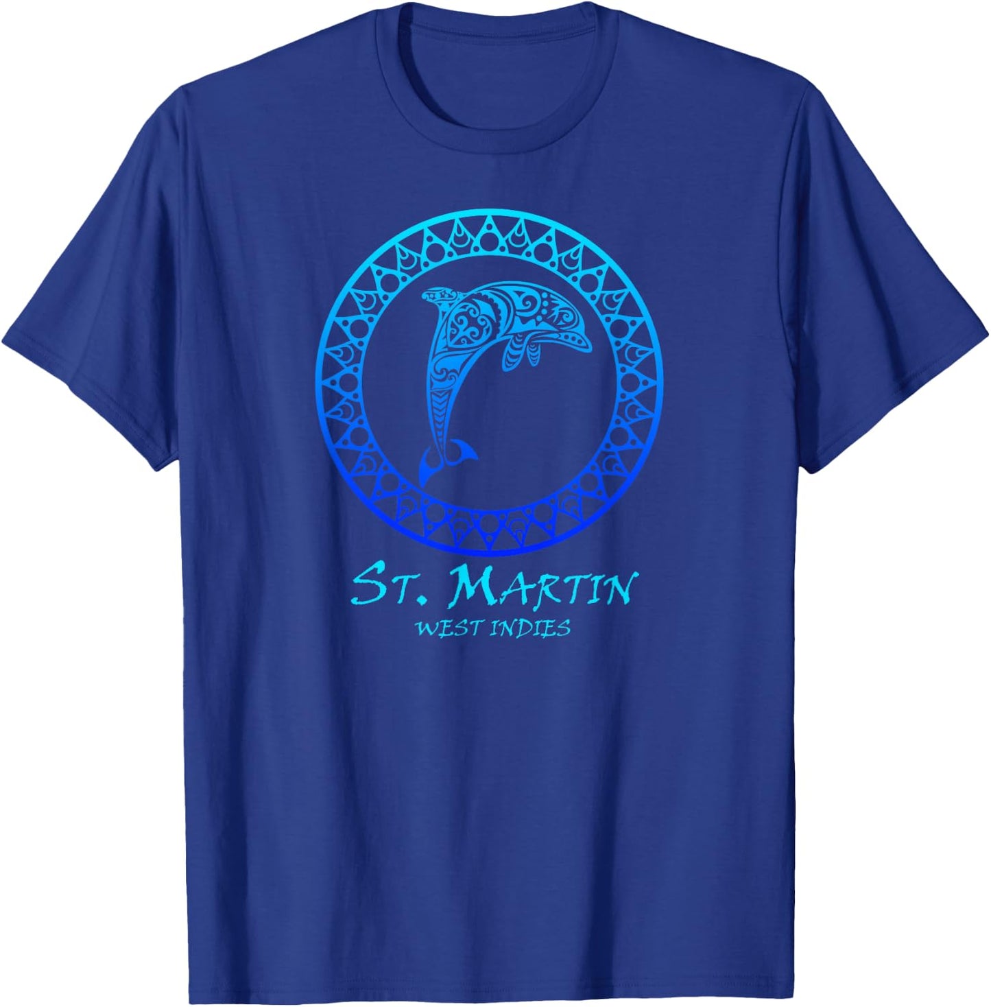 St. Martin, West Indies Vintage Tribal Dolphin Vacation T-Shirt - T-Shirt | Royal