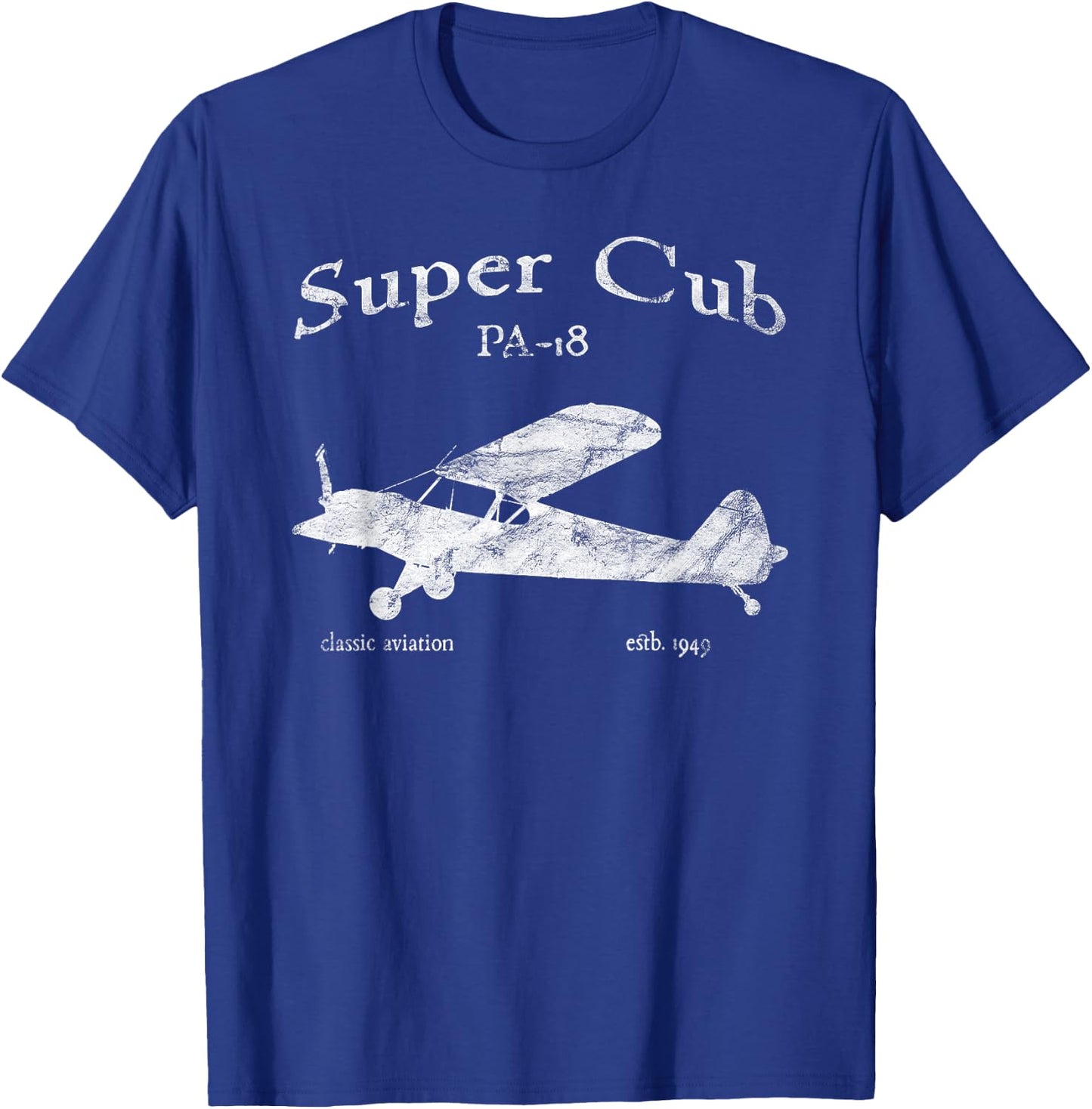PA-18 Cub Airplane Classic Vintage Aviation Private PIlot T-Shirt - T-Shirt | Royal