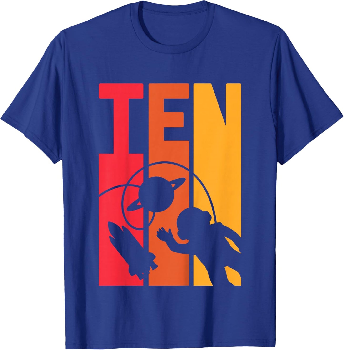 Kids 10 Years Old Birthday Retro Boy Astronaut Space 10th B-Day T-Shirt - T-Shirt | Royal