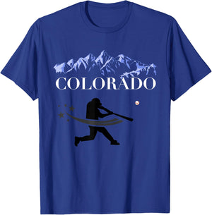 Colorado Rocky Mountain Baseball Player Design T-Shirt - T-Shirt | Royal