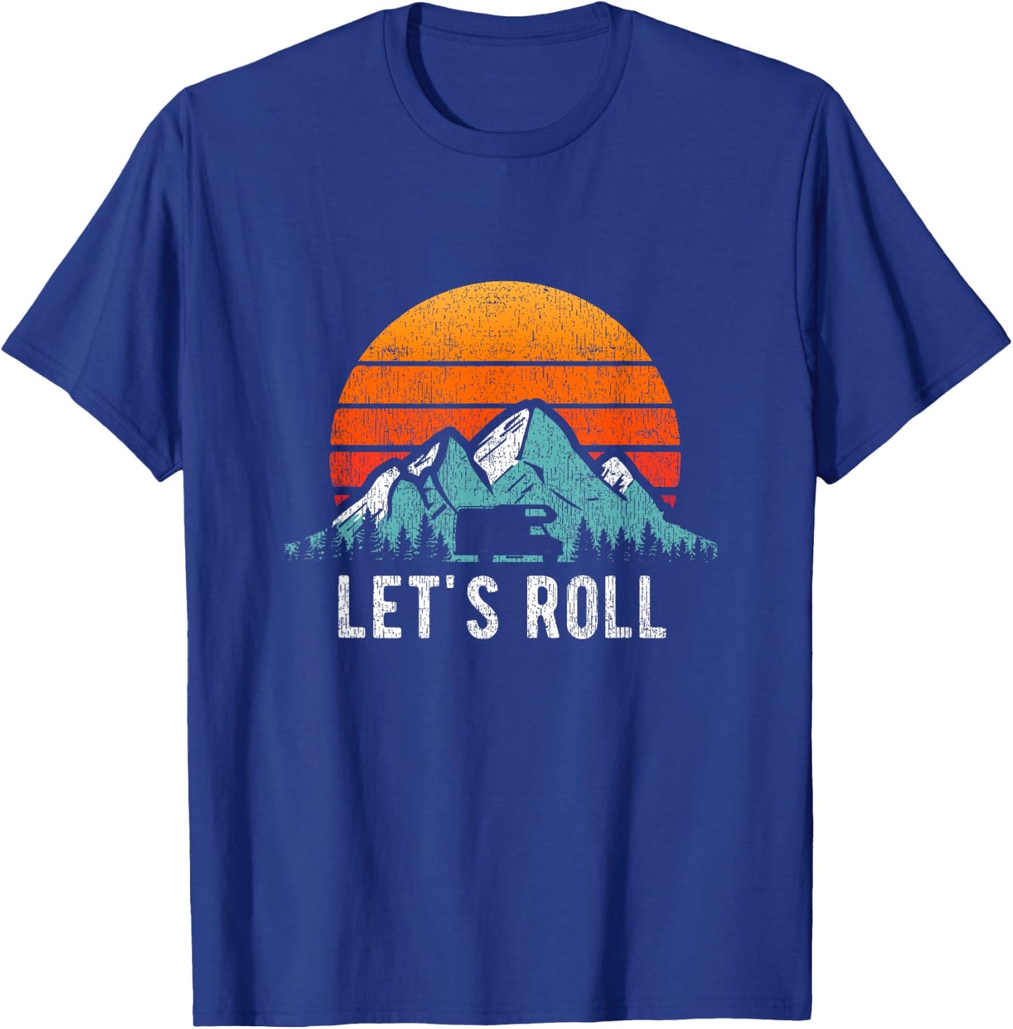 Let's Roll Camper Retro RV Camping Vacation Motorhome T-Shirt - T-Shirt | Royal