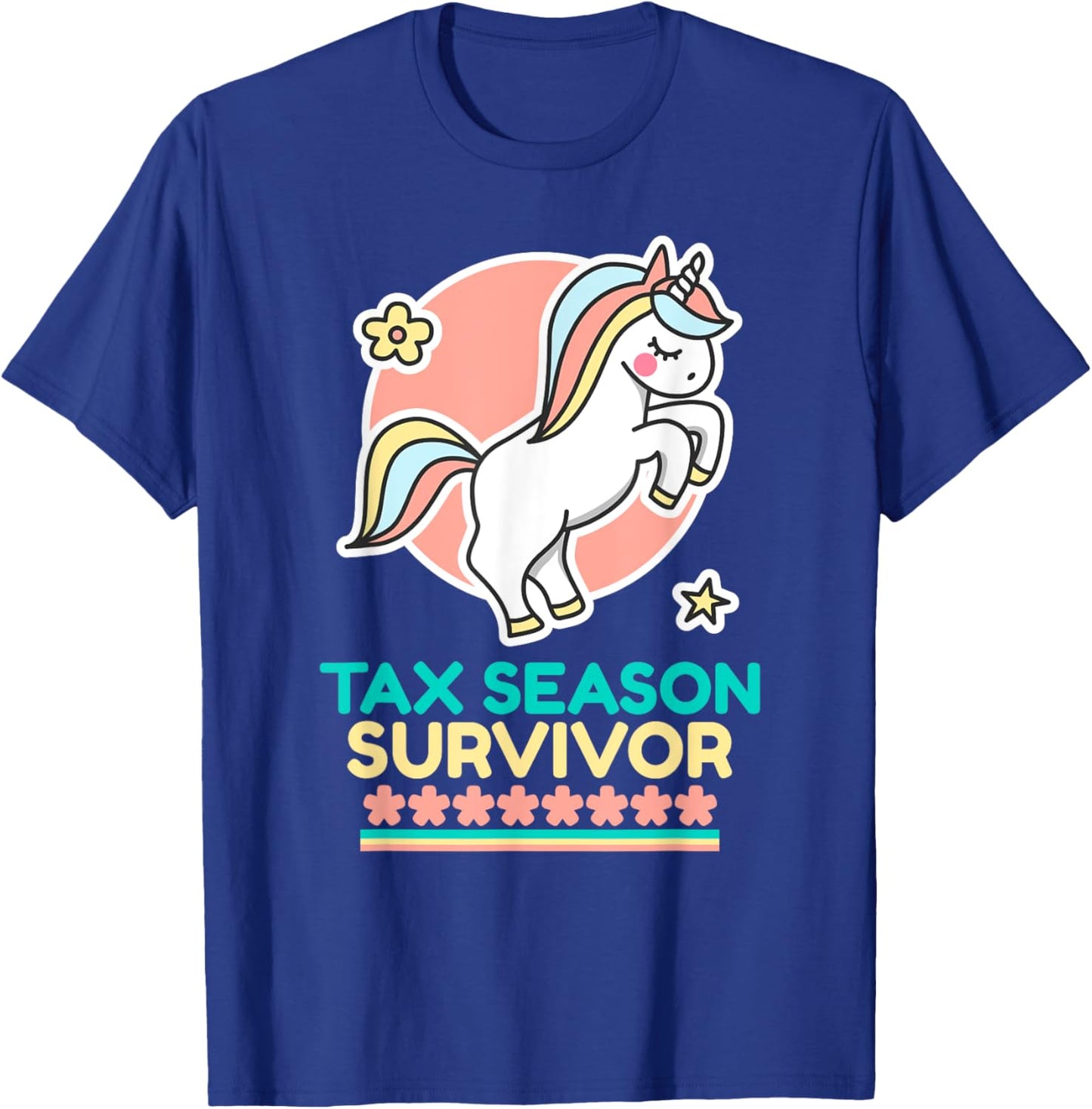 Cute Unicorn Tax Season Survivor T-Shirt - T-Shirt | Royal