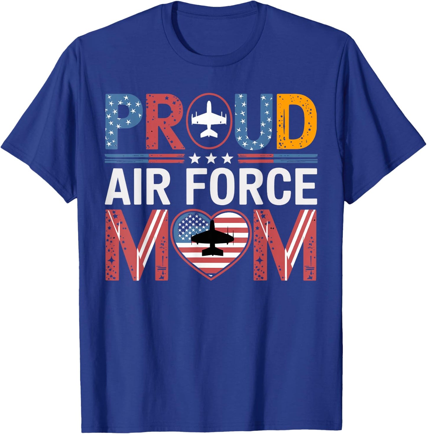 Proud Air Force Mom Flag Mom Air Force Clothing T-Shirt - T-Shirt | Royal