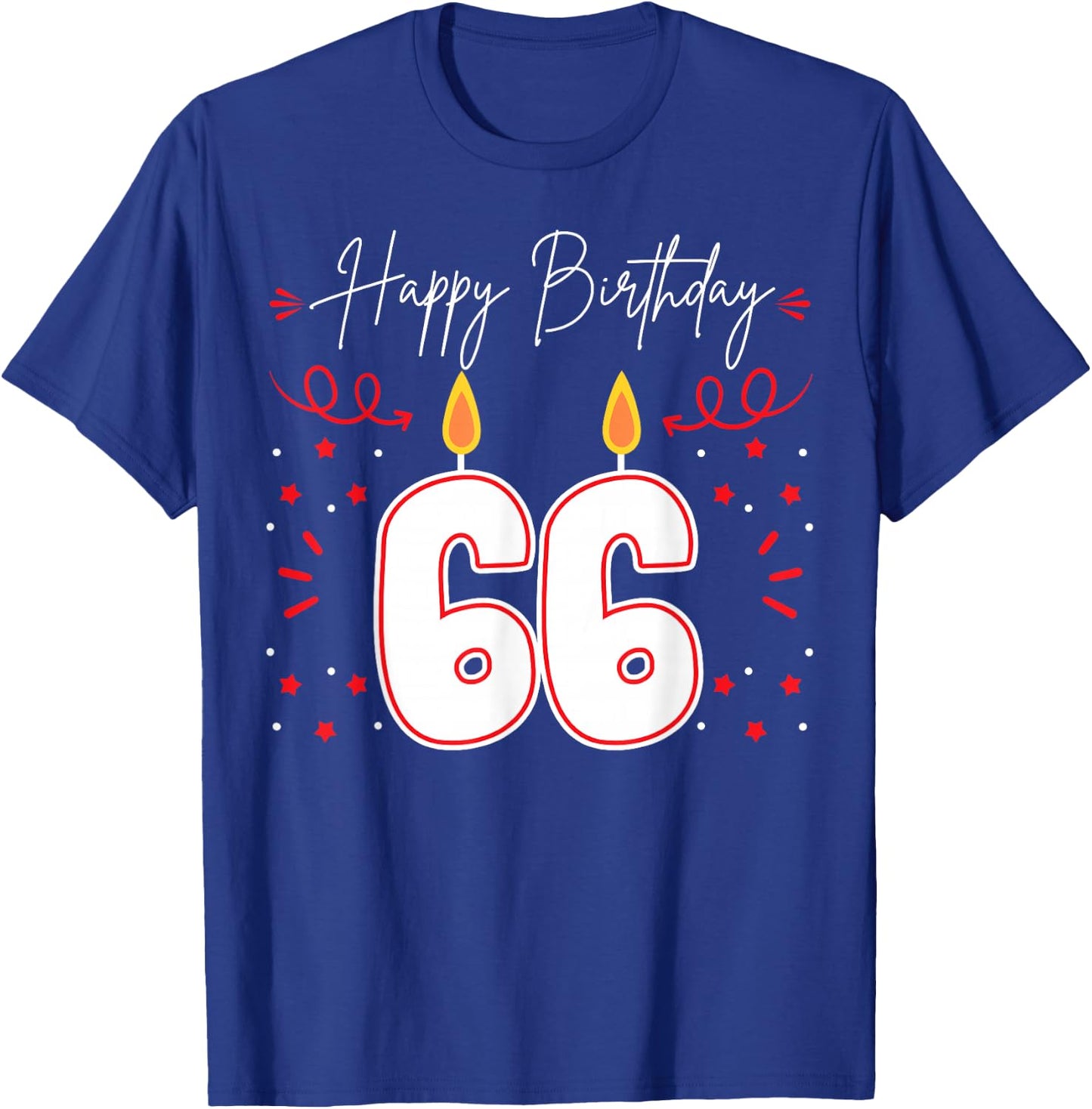 Candle 66 Birthday Party Decoration Wishes Candlelight Cake T-Shirt - T-Shirt | Royal