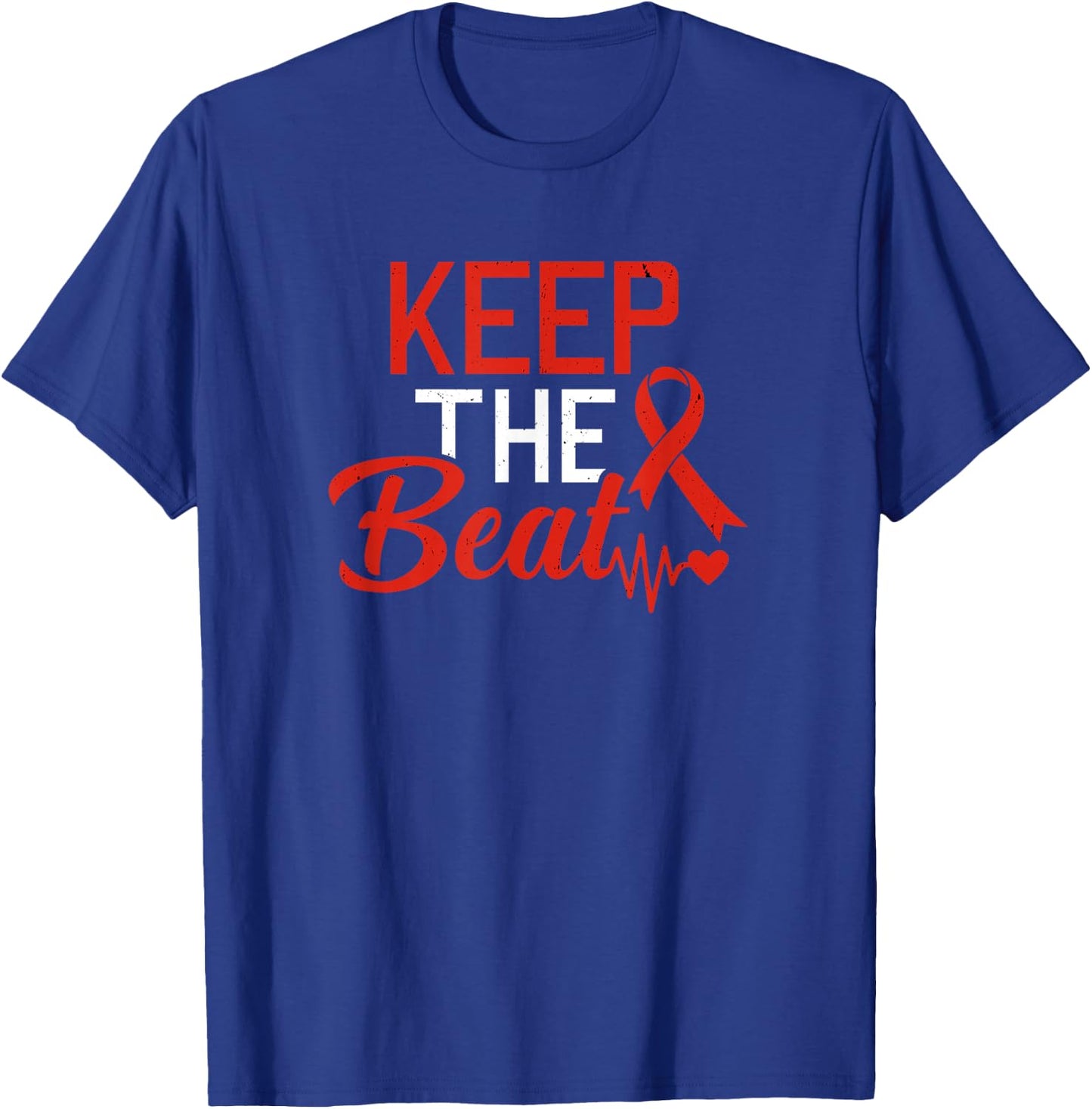 Heart Disease Keep The Beat CHD Heart Defect Awareness T-Shirt - T-Shirt | Royal