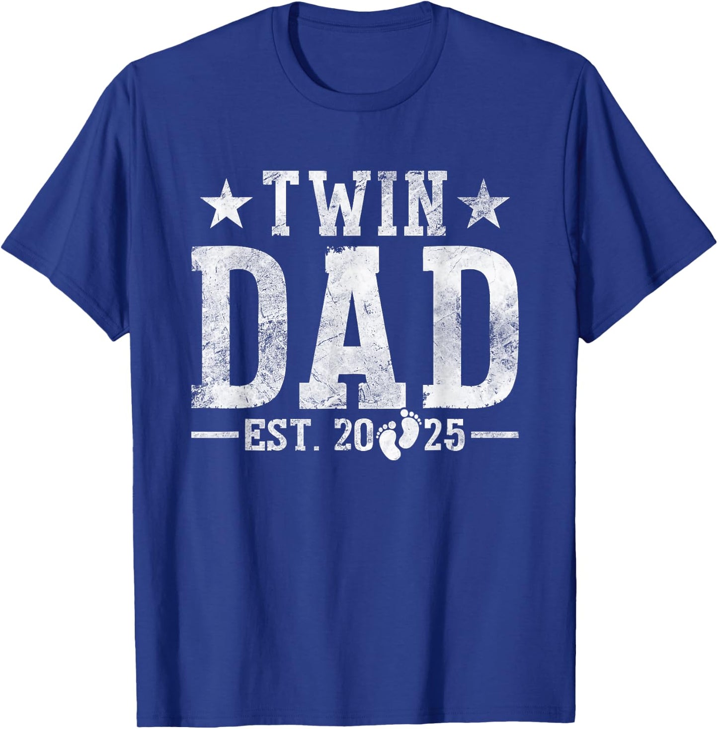 Twin Dad Est. 2025 Fathers Day New Daddy Dad of Twins T-Shirt - T-Shirt | Royal