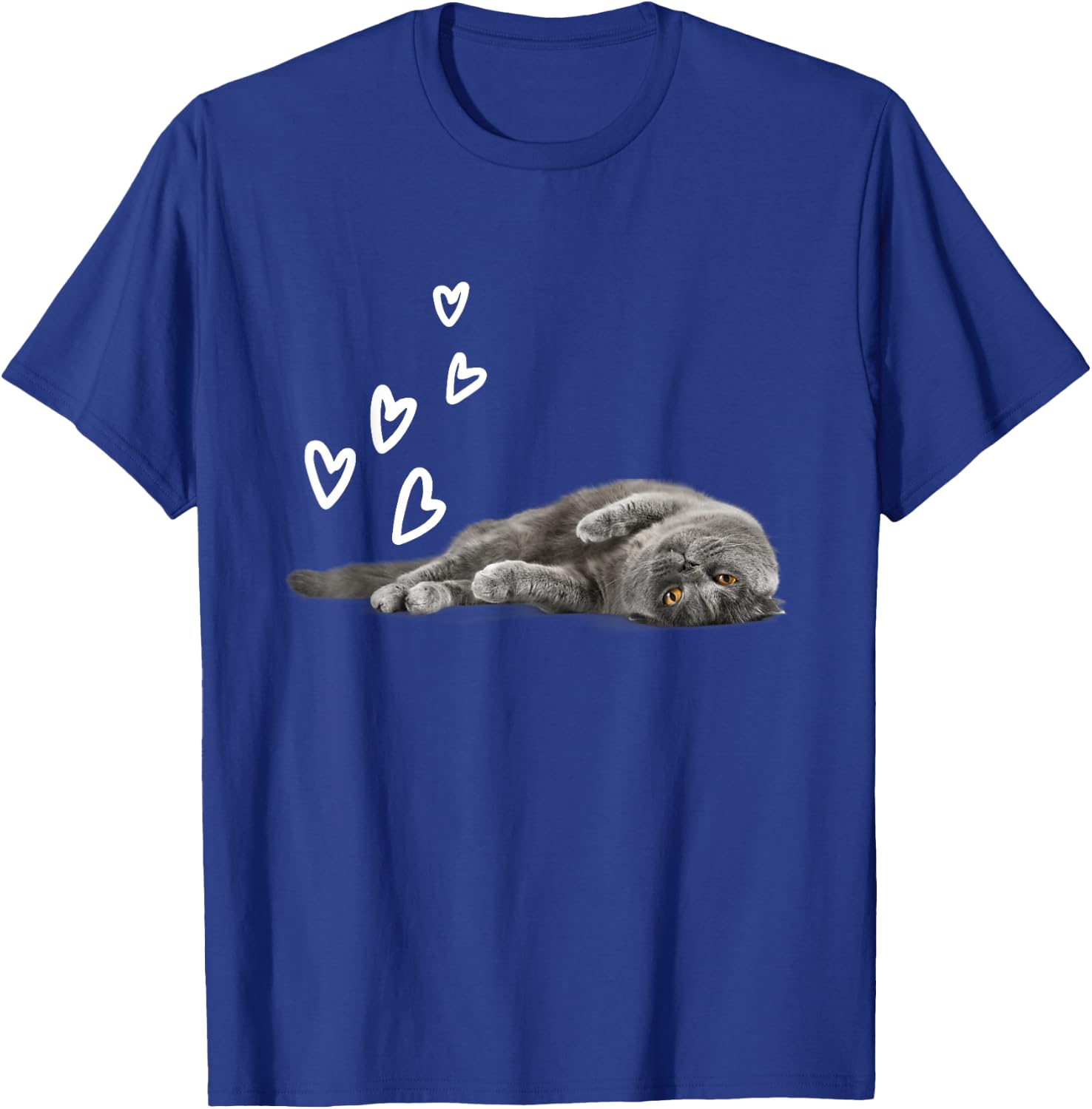 Cat British Shorthair Hearts Love T-Shirt - T-Shirt | Royal