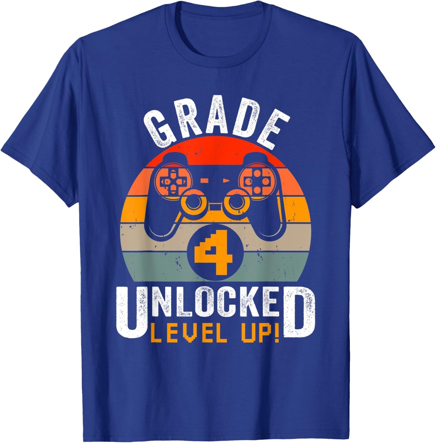 Fourth Grade Unlocked Level Up Gamer Vintage Video Game T-Shirt - T-Shirt | Royal