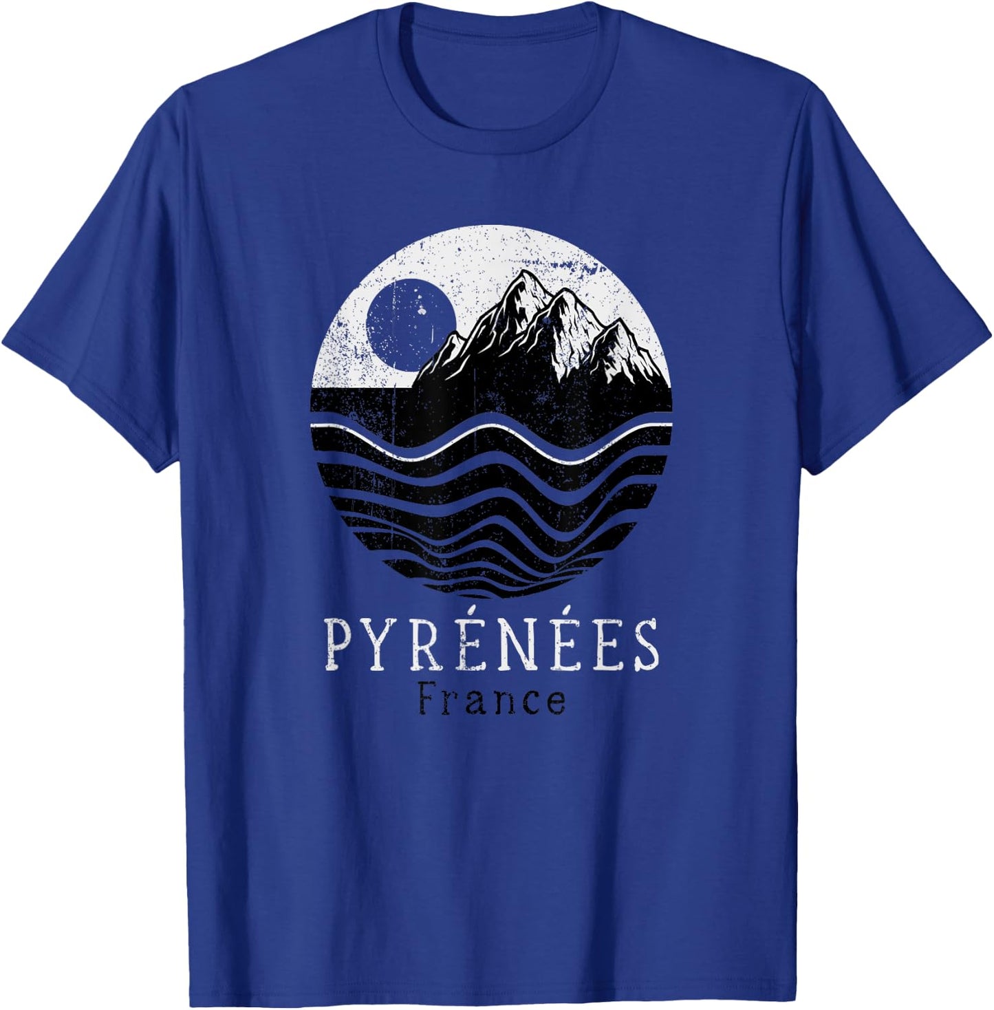 Pyrenees Vintage Mountains Hiking Camping France Retro T-Shirt - T-Shirt | Royal