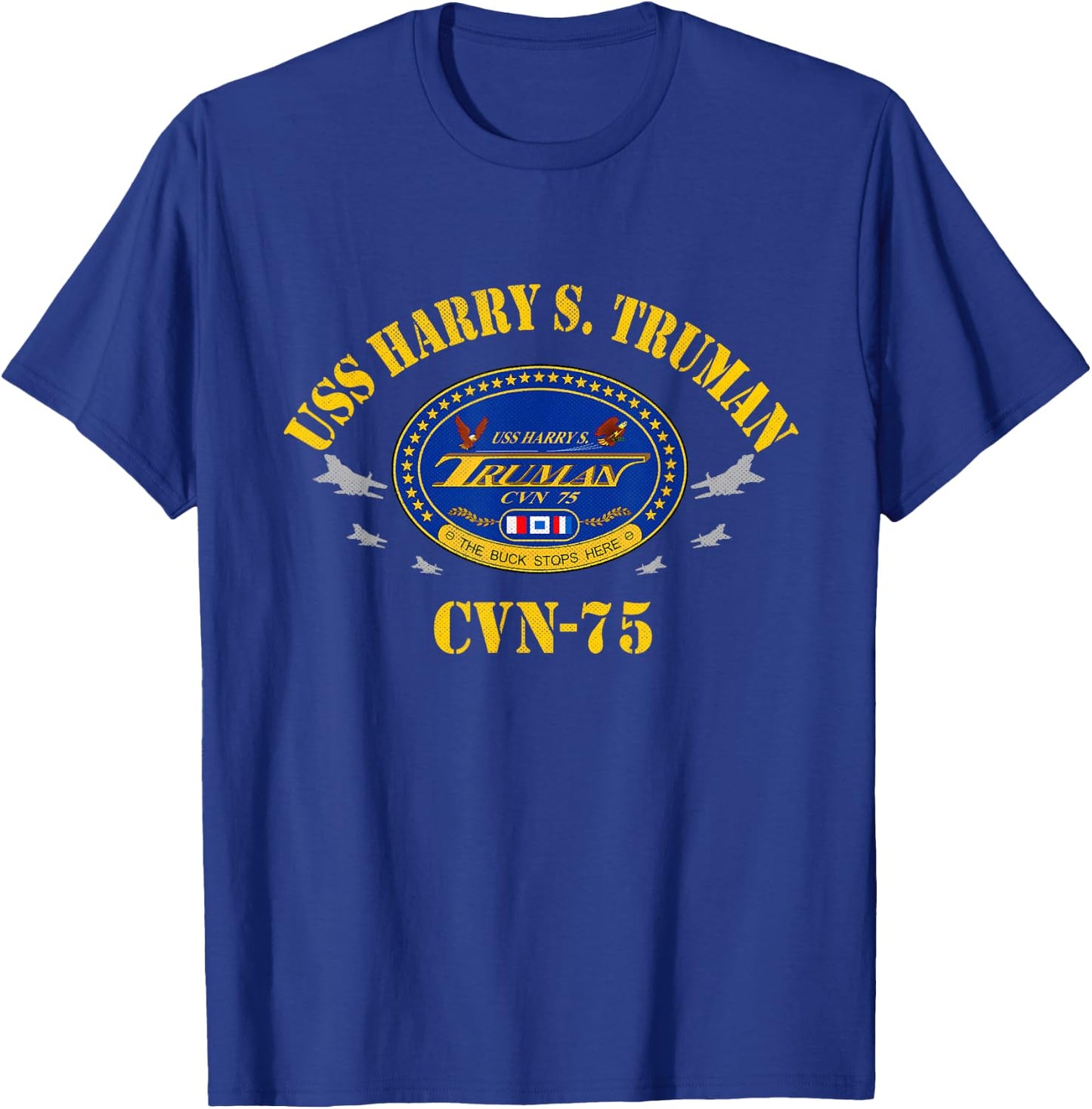 USS Harry S. Truman CVN-75 Aircraft Carrier Veteran Flag T-Shirt - T-Shirt | Royal
