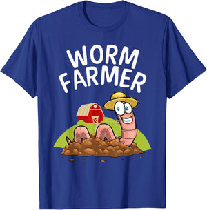 Cool Worm Farmer Women Red Wiggler Worm Composting T-Shirt - T-Shirt | Royal