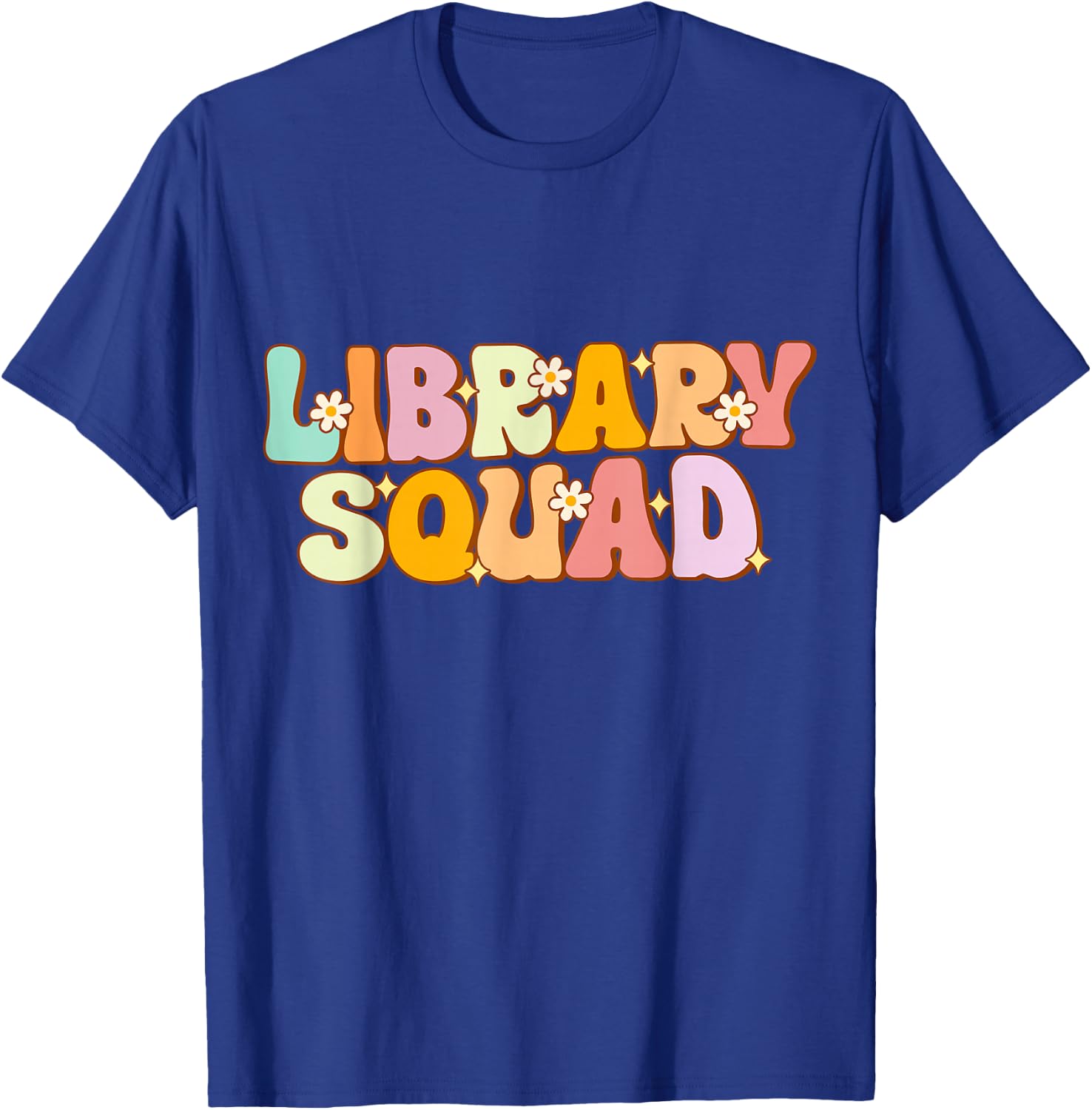 Library Squad Groovy Librarian Bookworm Book Lover T-Shirt - T-Shirt | Royal