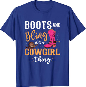 boots & bling it's a cowgirl thing Western women T-Shirt - T-Shirt | Royal