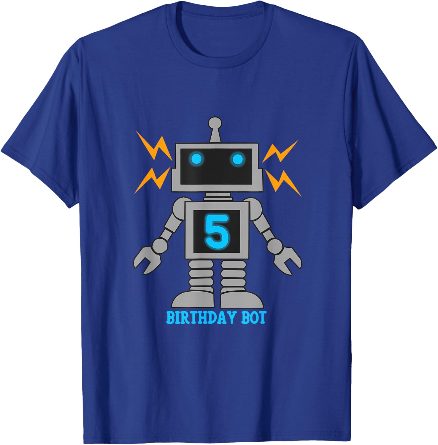 Kids 5th Birthday Bot Toy Geek Cyborg Robot Design T-Shirt - T-Shirt | Royal