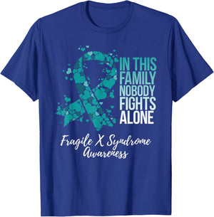 Family Support Teal Ribbon Fragile X Syndrome Awareness T-Shirt - T-Shirt | Royal