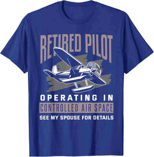 Pilot Retirement Shirt Funny Retired Pilot Gift T-Shirt - T-Shirt | Royal