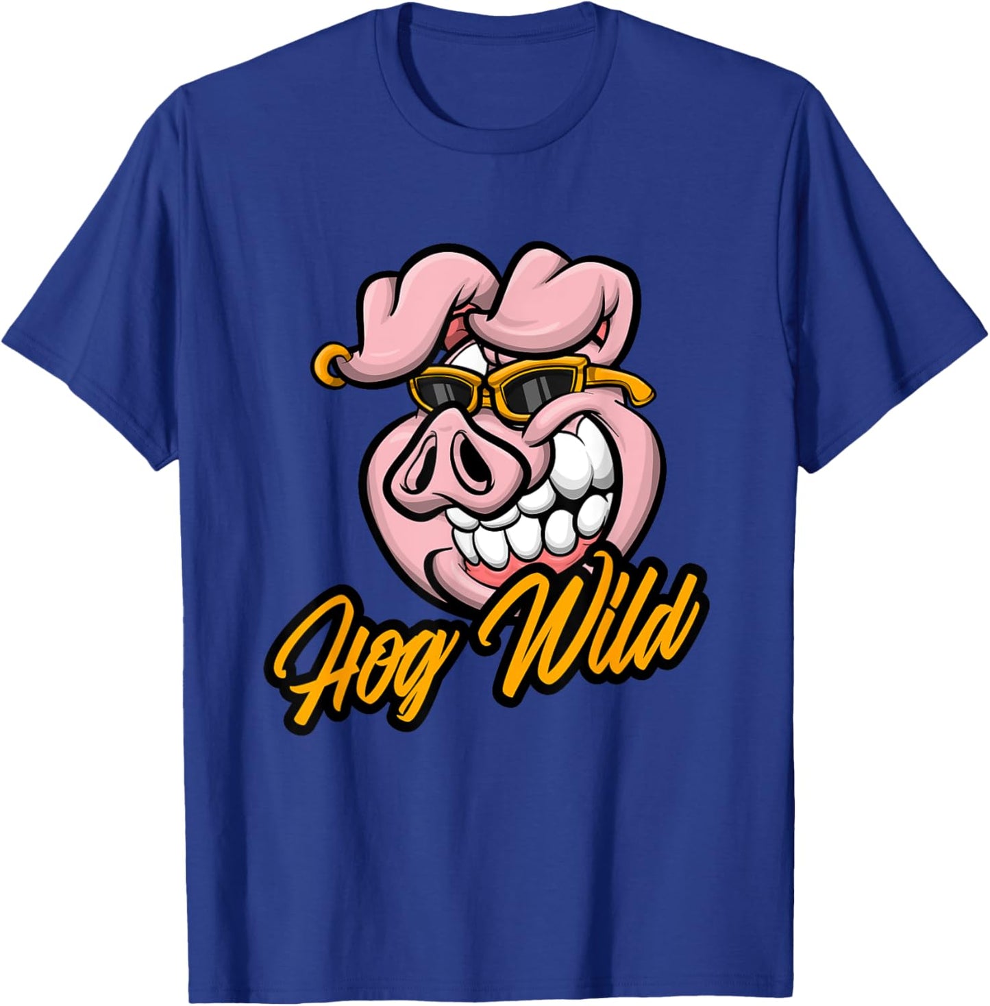 Hog Wild | Funny Cool Cartoon Pig | Farmer Biker Swine Gift T-Shirt - T-Shirt | Royal