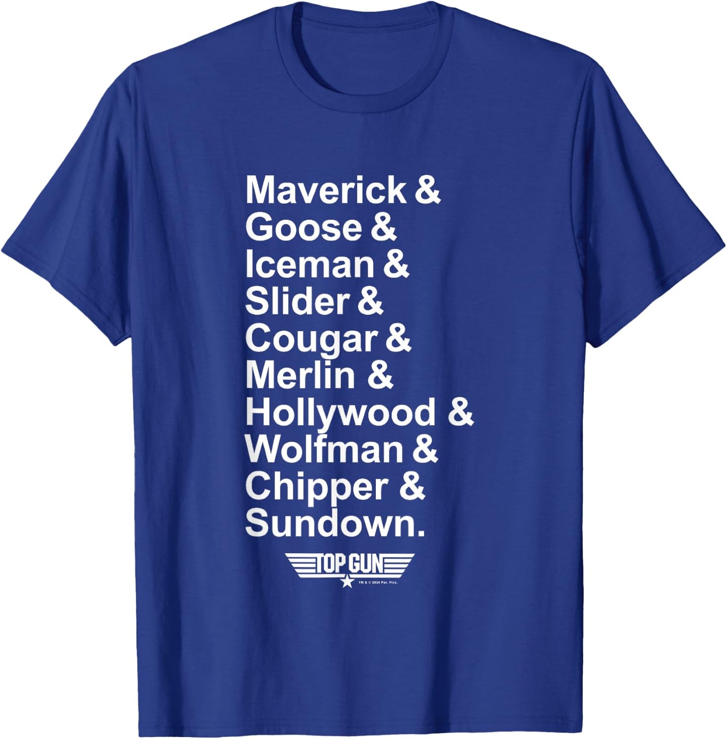 Top Gun Maverick & Goose & Iceman & Slider All Names Logo T-Shirt - T-Shirt | Royal