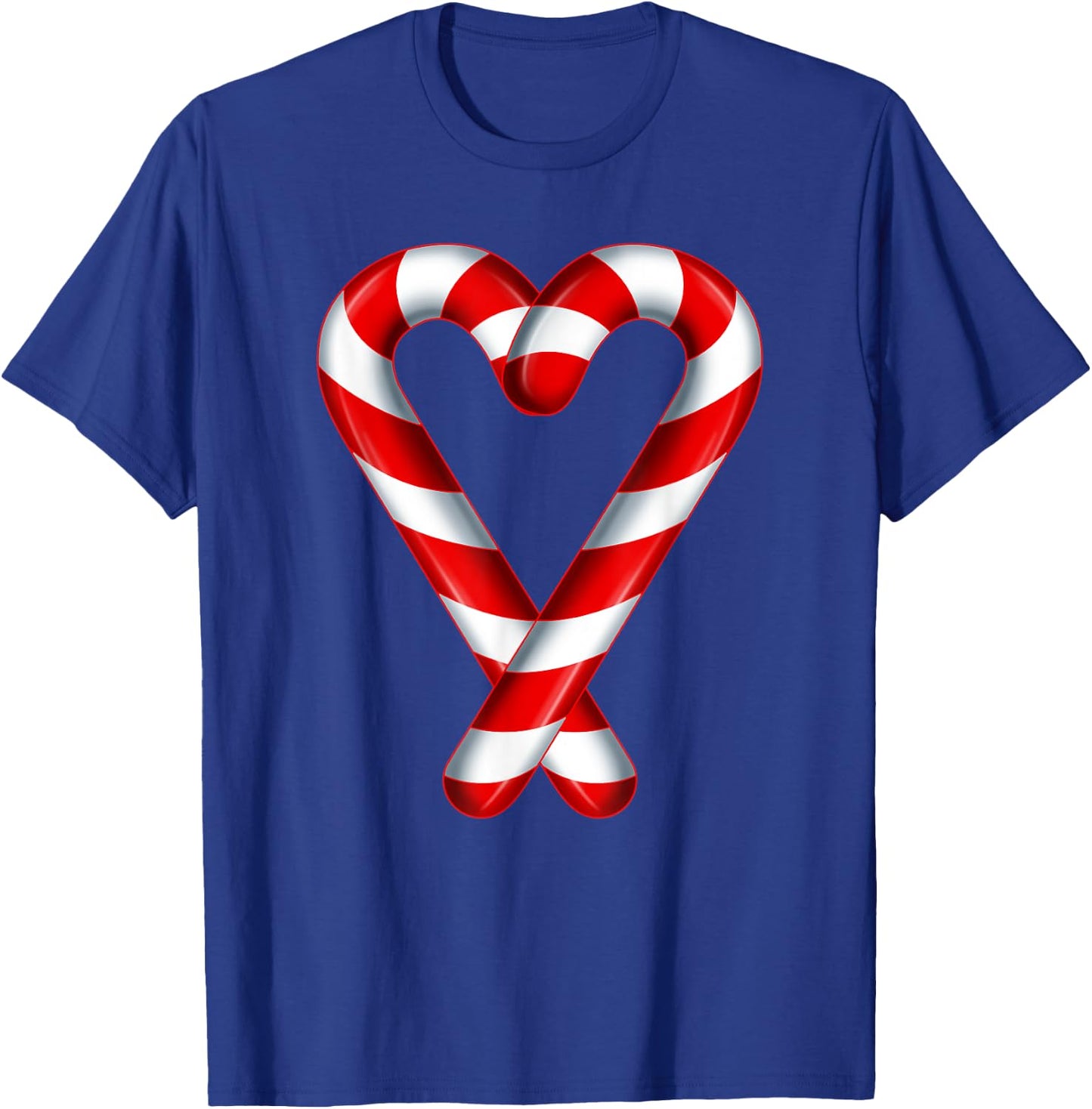 Candy Cane Heart Merry and Bright Red White Candy Couples T-Shirt - T-Shirt | Royal