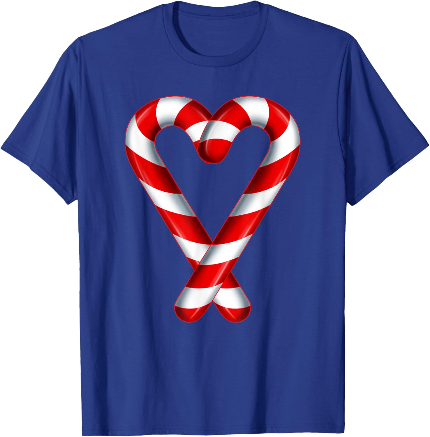 Candy Cane Heart Merry and Bright Red White Candy Couples T-Shirt - T-Shirt | Royal