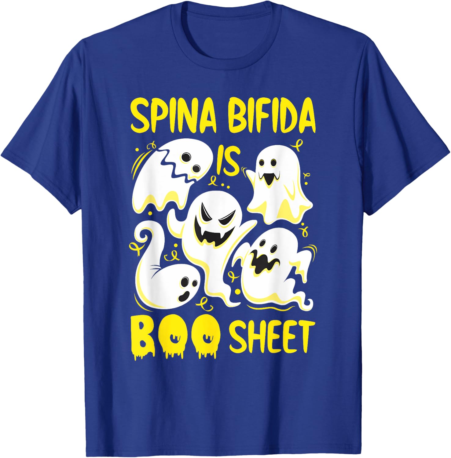 Spina Bifida is Boo Sheet Yellow Boos Funny Halloween Ghost T-Shirt - T-Shirt | Royal