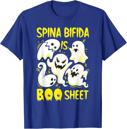 Spina Bifida is Boo Sheet Yellow Boos Funny Halloween Ghost T-Shirt - T-Shirt | Royal
