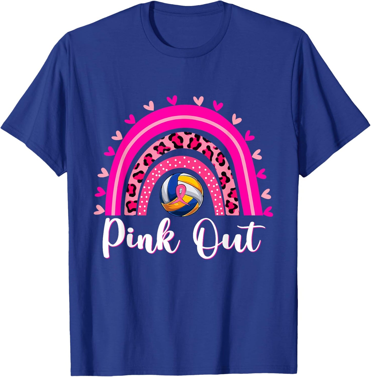 Pink Out Volleyball Lover Rainbow Breast Cancer Awareness T-Shirt - T-Shirt | Royal