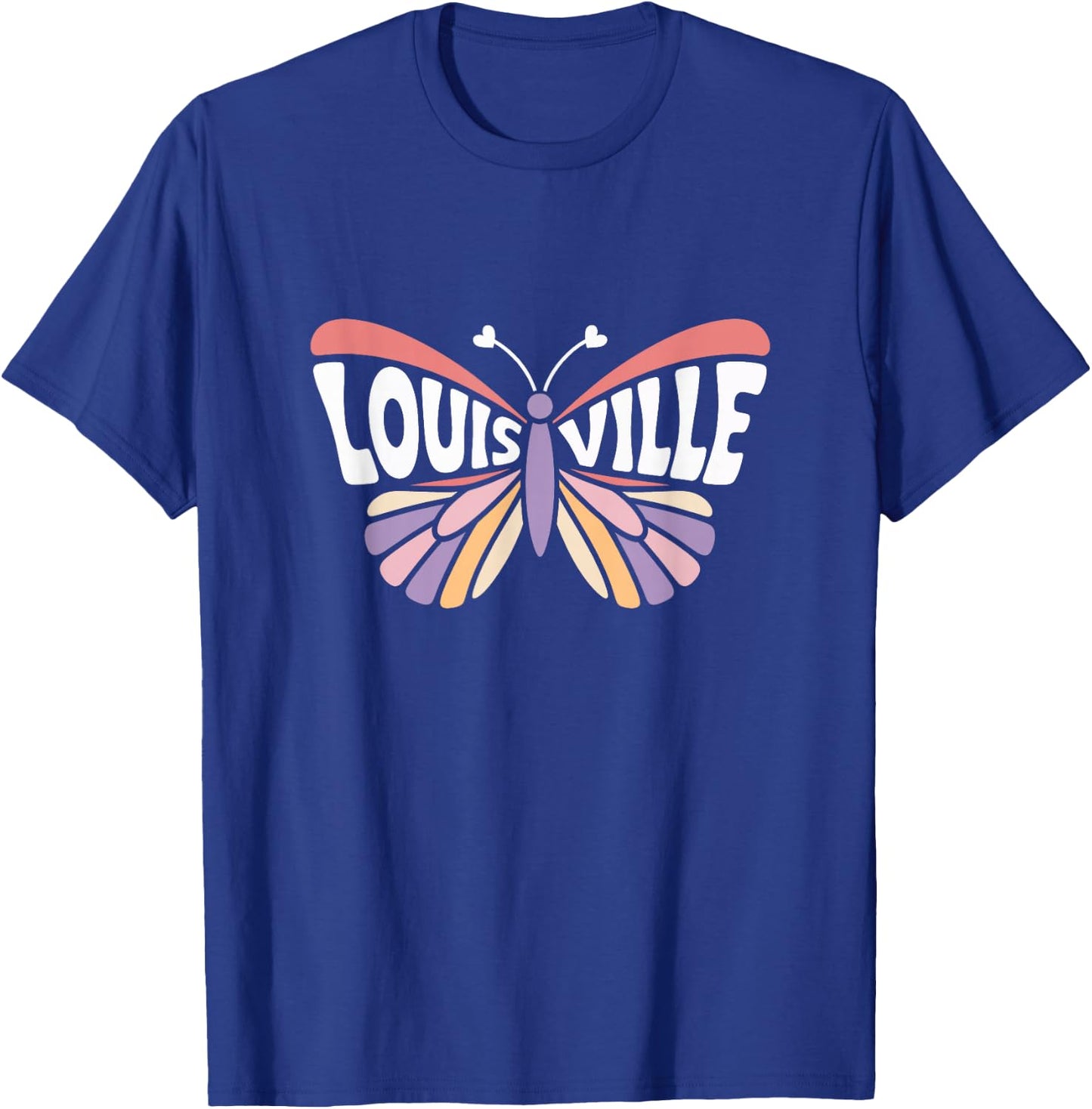 Louisville, Kentucky Butterfly - Pastel City Name Word Art T-Shirt - T-Shirt | Royal