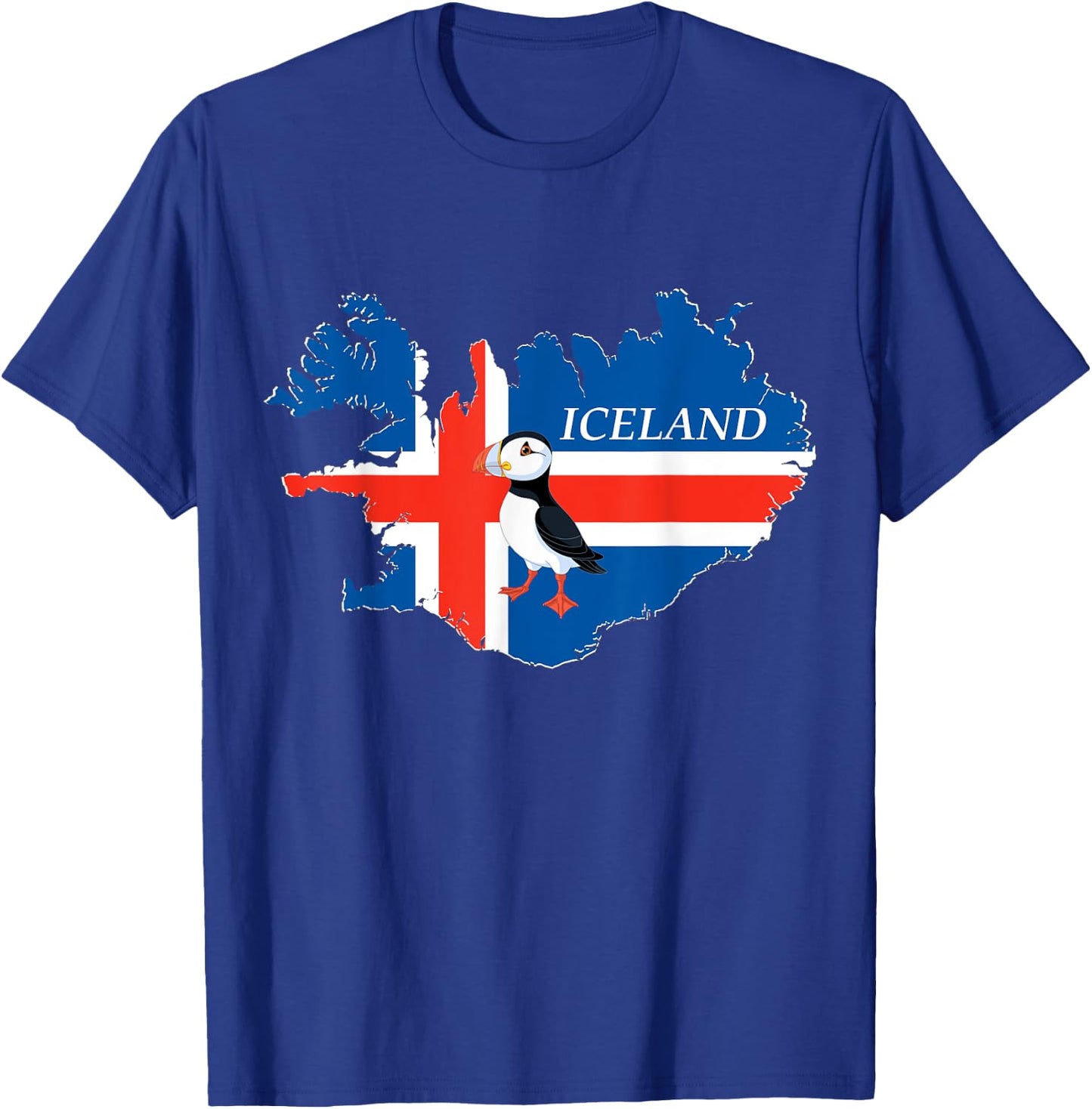 Iceland Puffin Bird and Atlantic Card T-Shirt - T-Shirt | Royal