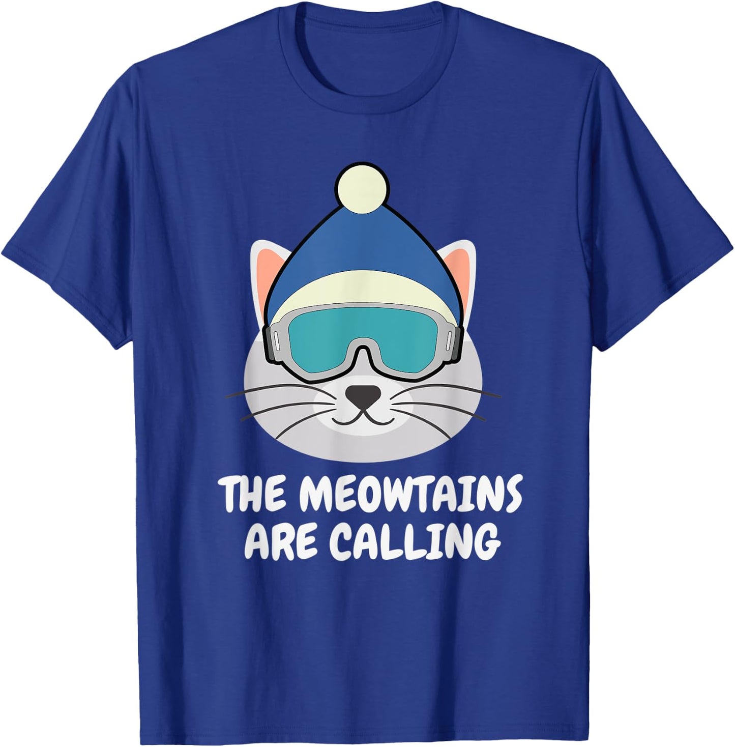 The Meowtains Are Calling Snowboard Ski Cat Men Women Kids T-Shirt - T-Shirt | Royal