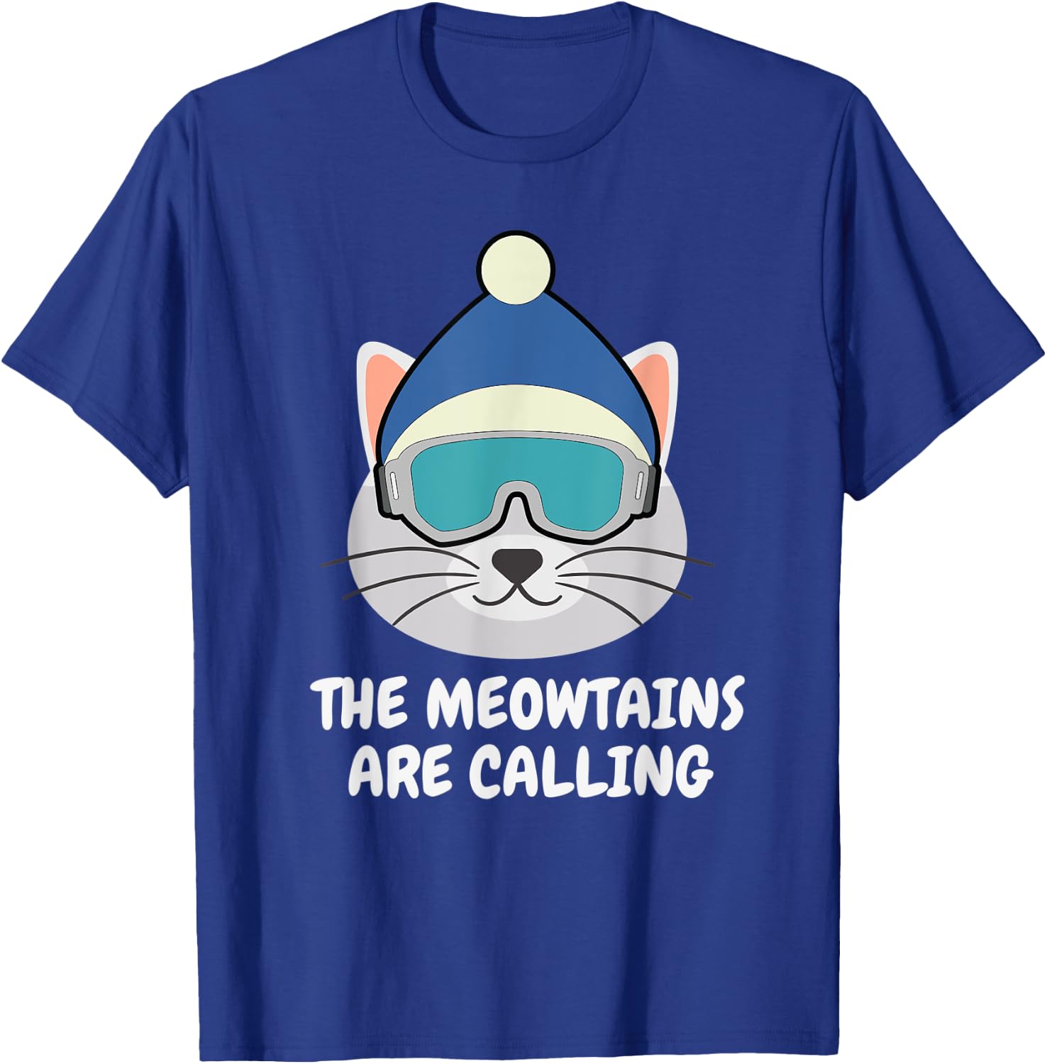 The Meowtains Are Calling Snowboard Ski Cat Men Women Kids T-Shirt - T-Shirt | Royal