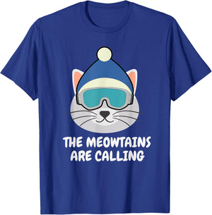 The Meowtains Are Calling Snowboard Ski Cat Men Women Kids T-Shirt - T-Shirt | Royal
