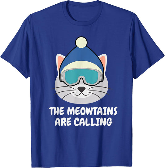 The Meowtains Are Calling Snowboard Ski Cat Men Women Kids T-Shirt - T-Shirt | Royal