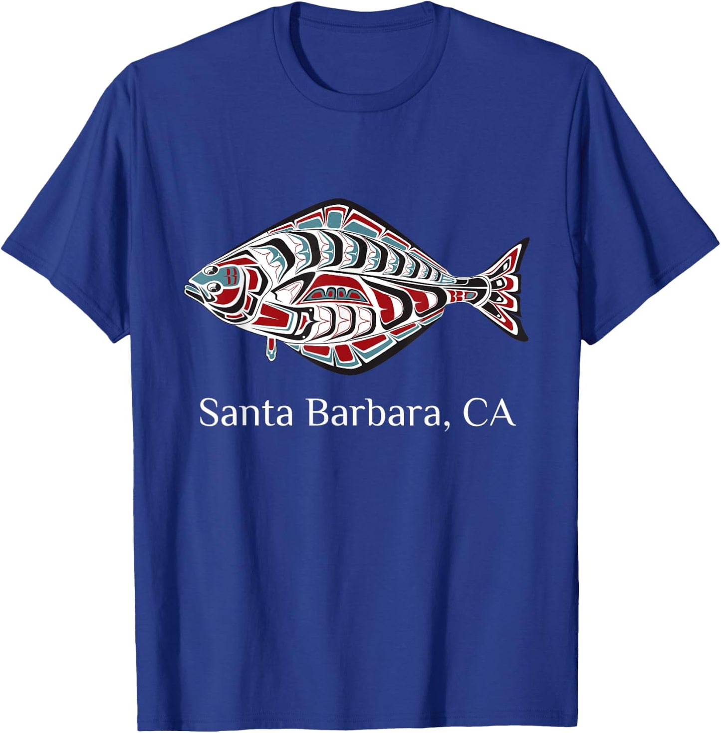 Santa Barbara California Halibut PNW Native American Indian T-Shirt - T-Shirt | Royal